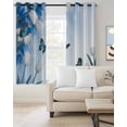 thumbnail image 2 of Blue White Floral Blackout Curtains for Bedroom Living Room Darkening Curtains 54 Inch Long Ombre Tulips Modern Art Spring Short Curtain for Small Window Treatment Insulated Grommet Drapes 52"x54"x2, 2 of 9