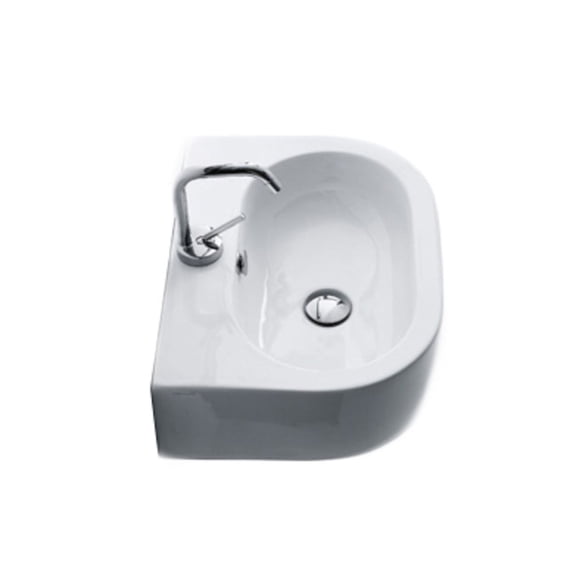 Ws Bath Collections Flo 3141 19-11/16" Ceramic Wall Mounted / Vessel Bathroom Sink - White