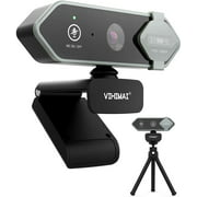Full HD 1080P USB Streaming Webcam with Microphone & Mute Button & Privacy Cover & Tripod Stand