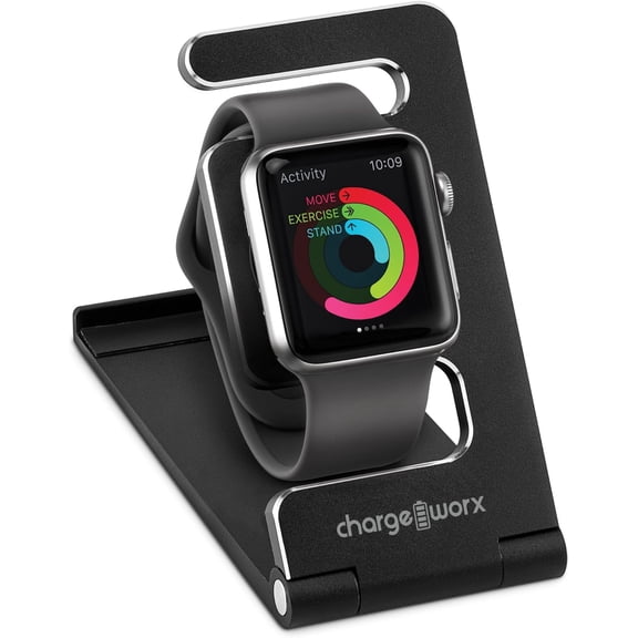 Chargeworx Folding Charger Stand for Apple Watch & Smart Watches | Dual Use Phone Holder & Small Tablet Riser Base Compatible with iPad Mini | Pocket Sized Travel Accessory | Charger Not Included