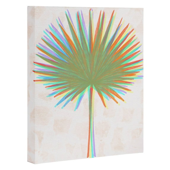 Society6 Sewzinski Fan Palm Leaves 8" x 10" White Framed Canvas
