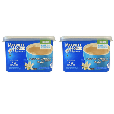 Maxwell House International French Vanilla Café Light Roast Sugar-Free Decaf Instant Coffee, 12 Servings, 4.3 oz, Pack of 2