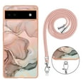 thumbnail image 6 of Case for Google Pixel 6a, Adjustable Detachable Crossbody Strap Neck Strap Silicone Bumper Marble Painted TPU Ultra Thin Shockproof Protective Phone Case Cover for Google Pixel 6a, Rosegold, 6 of 7