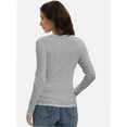 thumbnail image 2 of Womens Pullover Long Sleeve Crewneck Shirts Ribbed Knit Slim Fitted Casual Jumper Tops, 2 of 6