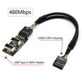 thumbnail image 6 of JSER Dual USB 3.1 Front Panel Socket Key-A Type-E to USB 2.0 9Pin 10Pin Mainboard Header Male Cable Extension Adapter, 6 of 7