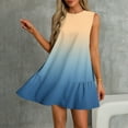 thumbnail image 5 of cocolona Summer Sleeveless Mini Dress Crew Neck Ruffle Flowy Tank Dress Fashion Casual Gradient Color Holiday Beach Sundress L, 5 of 6