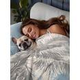 thumbnail image 3 of Palm Tree King Size Flat Sheet, Wrinkleproof & Fadeproof Cooling Flat Bed Sheet Only, Blue Tropical Plant Summer Retro Wood Plank Breathable Soft Bedding Top Sheets 105 x 98 Inches, 3 of 8