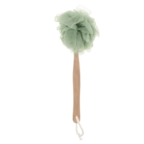 Cepillo de baño de mango largo, esponja, coletero, exfoliante de espalda, lavado corporal Verde