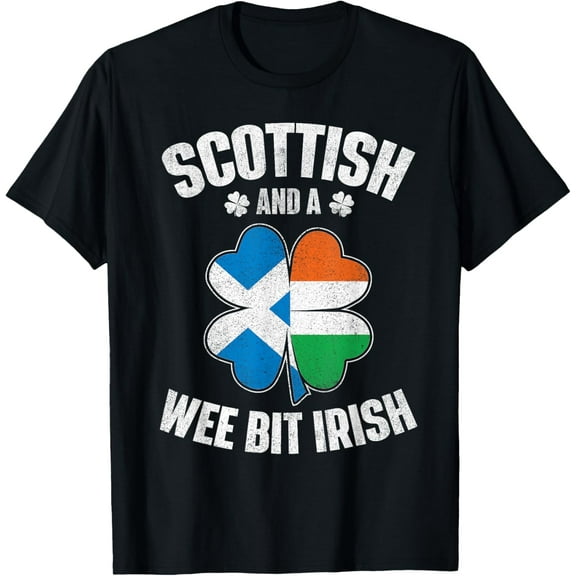 t-shirt Scottish And A Wee Bit Irish - Scotland Ireland Heritage T-Shirt mens,black,women,funny,men,journey,Crew Neck, Short Sleeve,printing