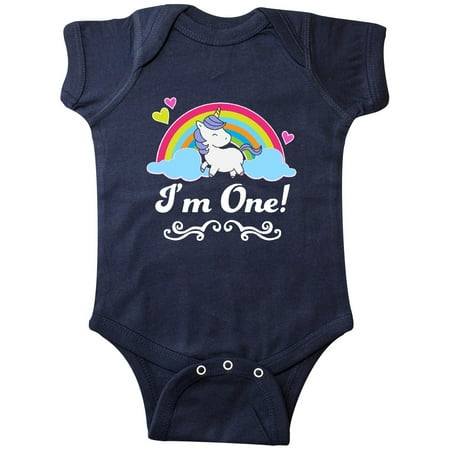 

Inktastic First Birthday Rainbow with Unicorn Gift Baby Girl Bodysuit