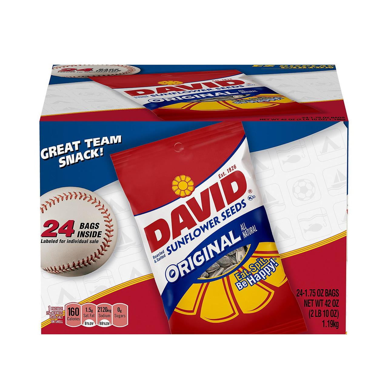 Product Of David Sunflower Seeds (1.75 Oz., 24 Ct.) For Vending