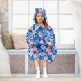 thumbnail image 7 of FORMRS Wearable Blanket Hoodie with Sleeves for Kids Cozy Flannel Sweatshirt, Blue Daisy, 7 of 7