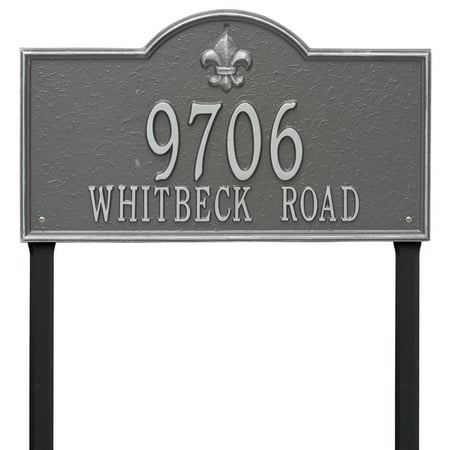 Personalized Whitehall Products Bayou Vista Double Line Estate Lawn Plaque in Pewter Silver