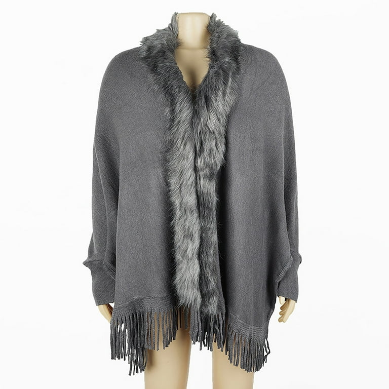 リアル Zpanxa Casual Collar, Fur Faux Coat, Sweater Winter Women's トップス