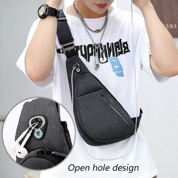 Mochila de un solo hombro bolso diagonal mochila de viaje impermeableHombro derecho negro Walmart en linea