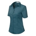 thumbnail image 2 of Doublju Women's Short Sleeve Slim Fit Button Down Dress Shirt (Plus Size Available), 2 of 5
