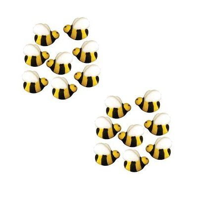 Edible Sugar Flowers - Bumble Bee Edible Sugar Decorations - 16 Count - National Cake Supply