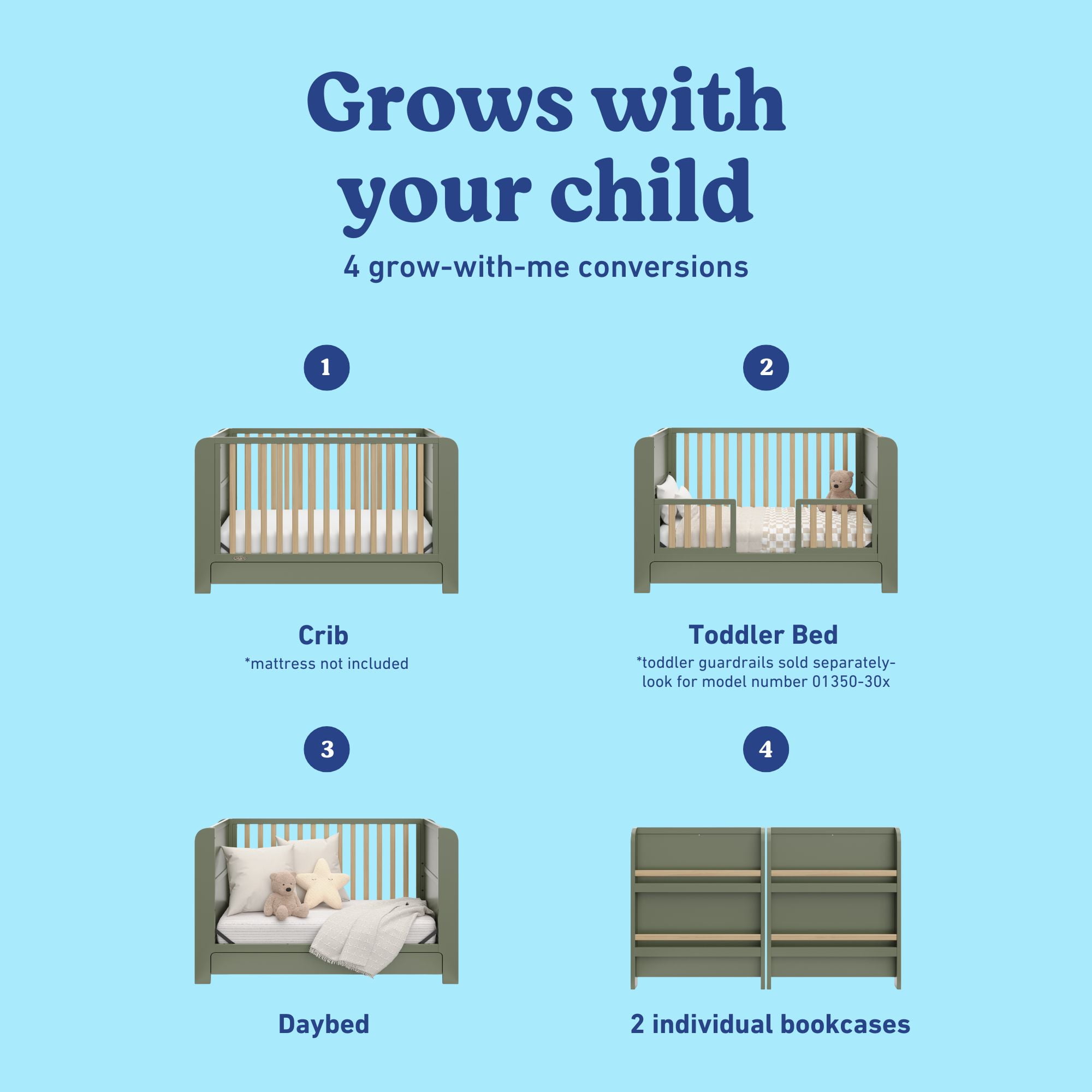 Graco Read-with-Me 4-in-1 Convertible Crib with Drawer