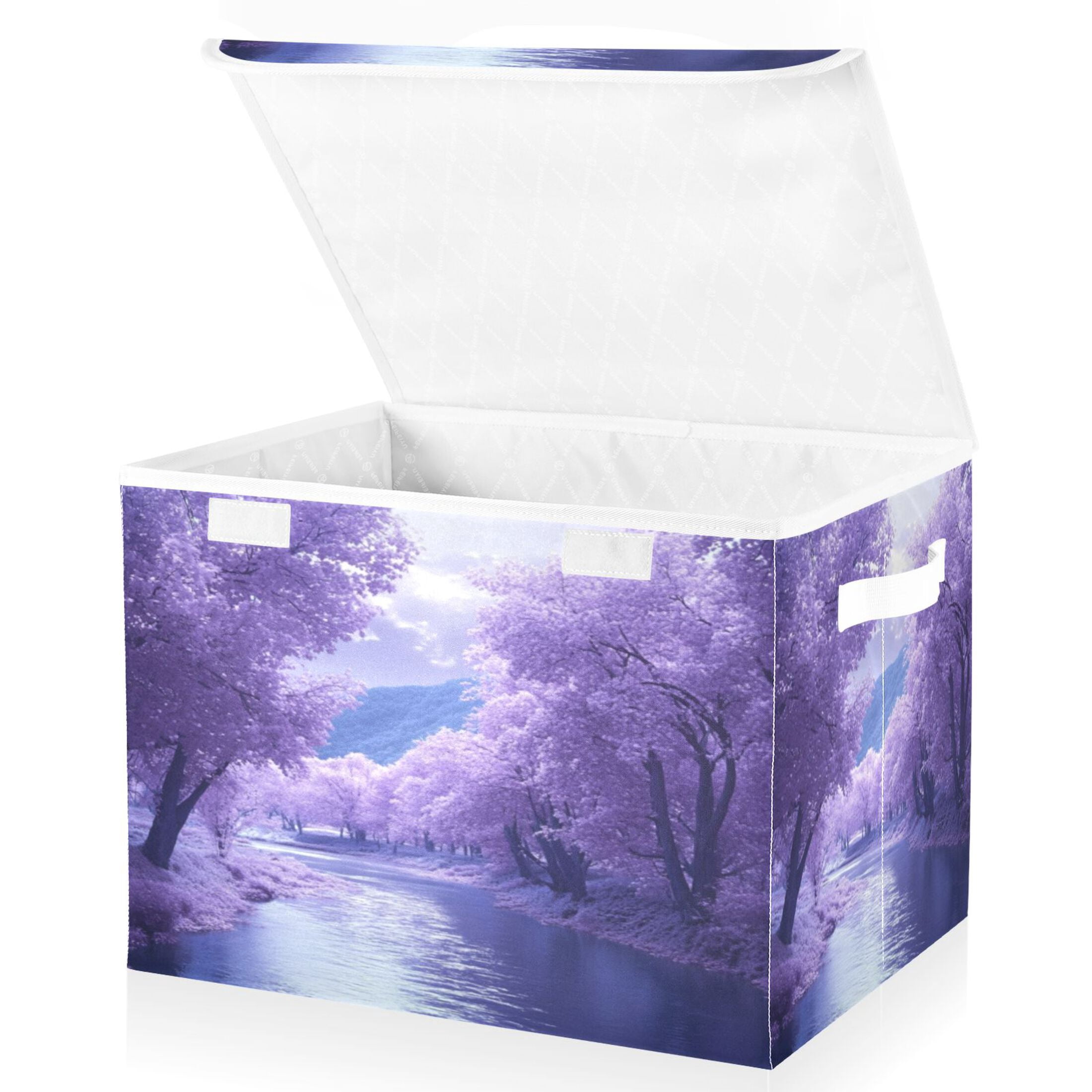 Storage Box With Lid 16.5x12.6x11.8In Foldable Stacked Household Storage Box Purple River Picture