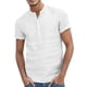 thumbnail image 1 of Camisas Para Hombre Manga Larga Regular Fit Camiseta retro de manga corta de color sólido de lino y algodón holgado para hombre (White, M), 1 of 7