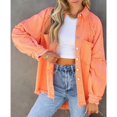 thumbnail image 2 of SWSMCLT Women's Button Down Shirt Denim Shacket Long Sleeve Button Raw Hem Winter Outerwear Top Fall Spring Casual Orange X-Large, 2 of 4