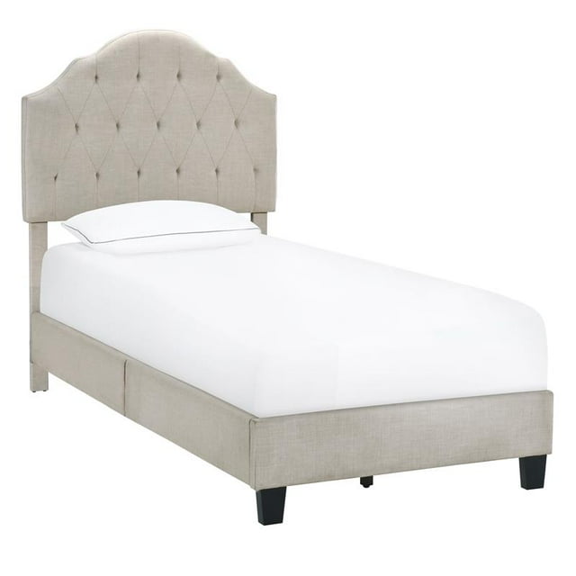 Festonné Touffeté Simple Lit Rembourré en Beige Doux