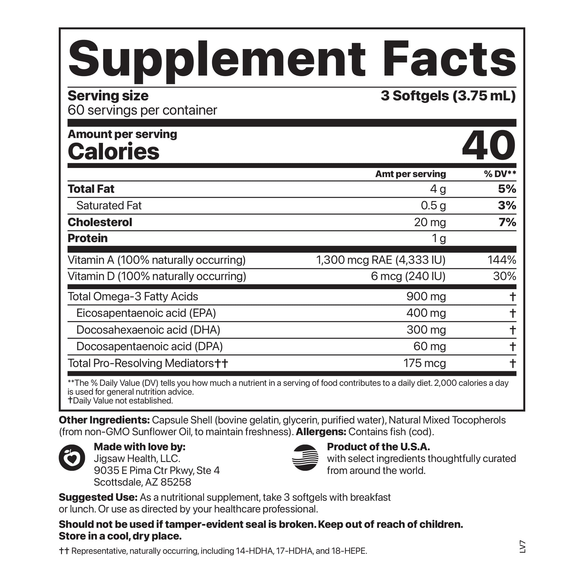 Jigsaw Health Alaskan Cod Liver Oil, 180 Softgels