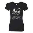 thumbnail image 2 of Wild Bobby, Funny Christian Quote Jesus Loves This Hot Mess, Inspirational/Christian, Women Slim Fit Junior Tee, Black, Small, 2 of 3