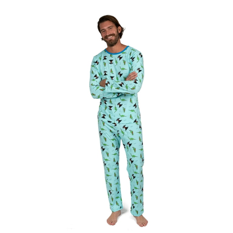 Leveret Mens Two Piece Cotton Pajamas Dinosaur Blue XXL Walmart