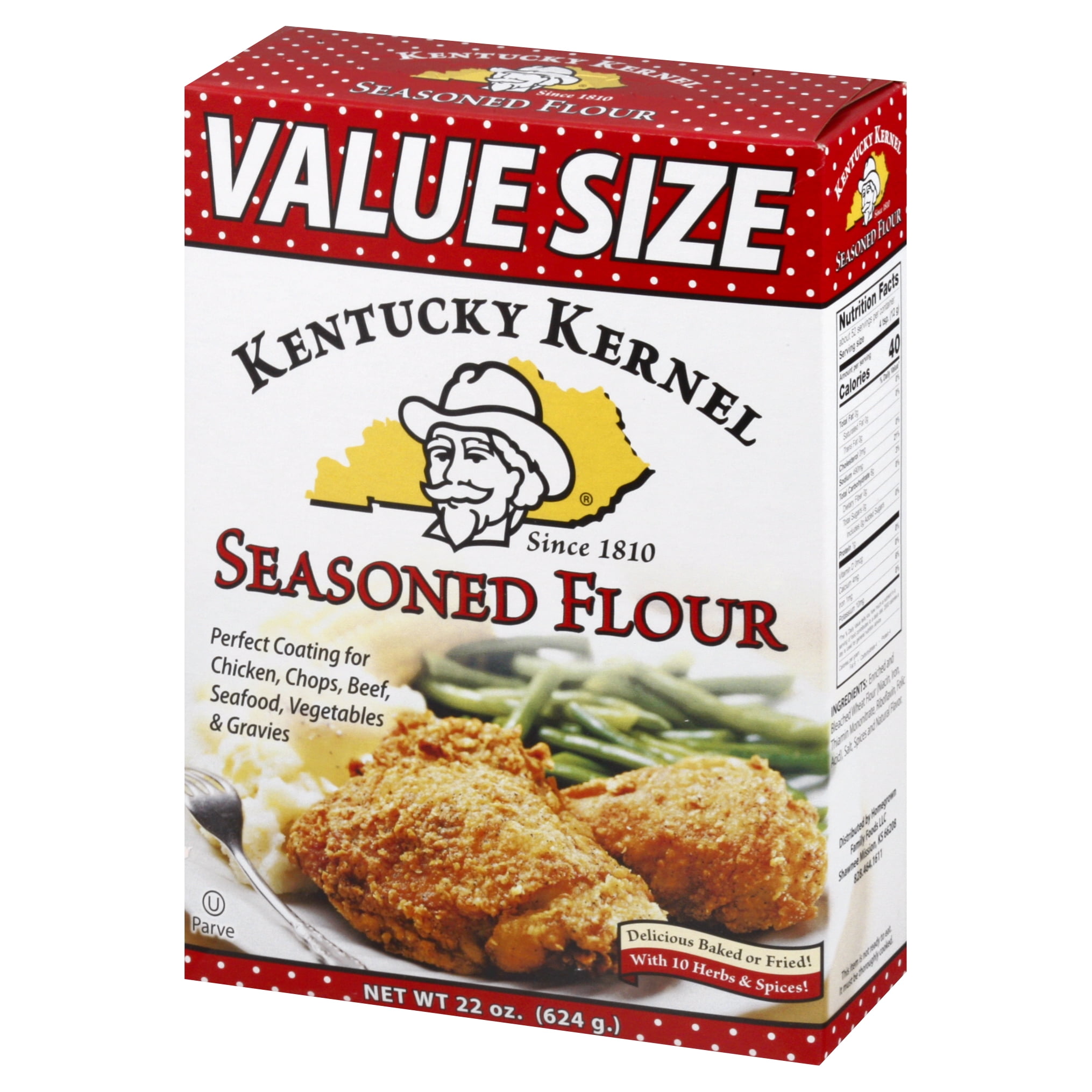 Kentucky Kernel Original Seasoned Flour, Coating Mix for Frying, Value Size, 22 oz Box