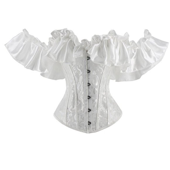 Wedding Dress for Bride Womens off Shoulder Corset Vintage Bustier Floral Lace Overbust Corsets Renaissance Gothic Tops White L