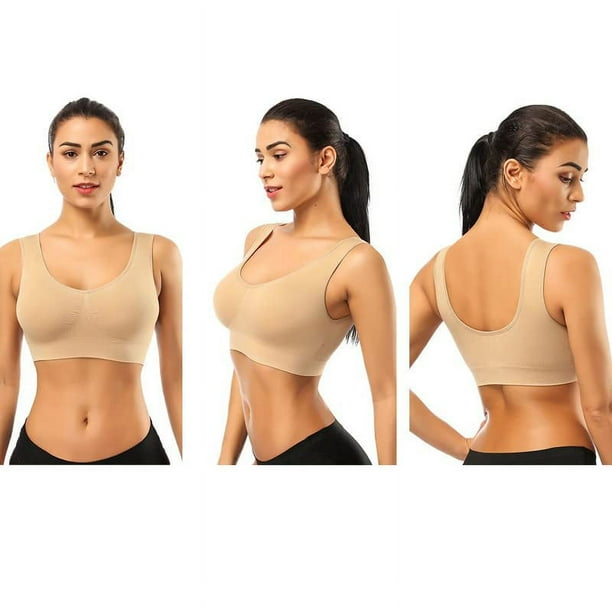 2 Pack Womens Wireless Bra,Sports Bras for Women,Comfortable Full-Coverage  Pullover Stretch-Knit Bra,Removable Pads Smoothing T-Shirt Bra 