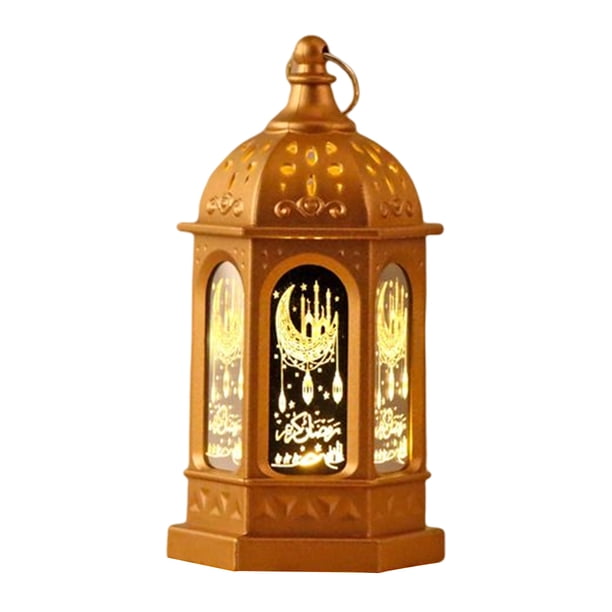 Linterna De Ramadán Lámpara LED Ramadan Night Light Retro Electronic Candle Lantern Ornamento Decoración (Oro) Tmvgtek Para estrenar