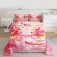 thumbnail image 2 of Homewish Cute Pink Axolotl Bedding Comforter Set 2pcs for Kids Teens,Cartoon Stars Love Heart Twin Comforter Sets Microfiber,Kawaii Animal Salamander Breathable Bedding Set, 2 of 8
