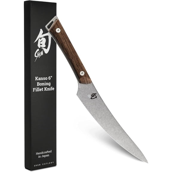 Shun Kanso 6-Inch Boning and Fillet Knife, Curved Boning Knife, AUS10A Stainless Steel Blade, Tagayasan Handle