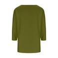 thumbnail image 4 of 3/4 Sleeve Tops for Women Notched V Neck T Shirts Three Quarter Length Shirts Womens Blouses Army Green L, 4 of 6