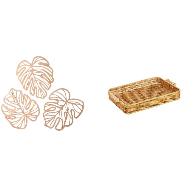 Placa de pared con hojas de palma,Decoración de pared de madera con hojas de palma,Adorno de madera para pared con decoración tropical de la jungla,cestas de almacenamiento,Cestas de cocina
