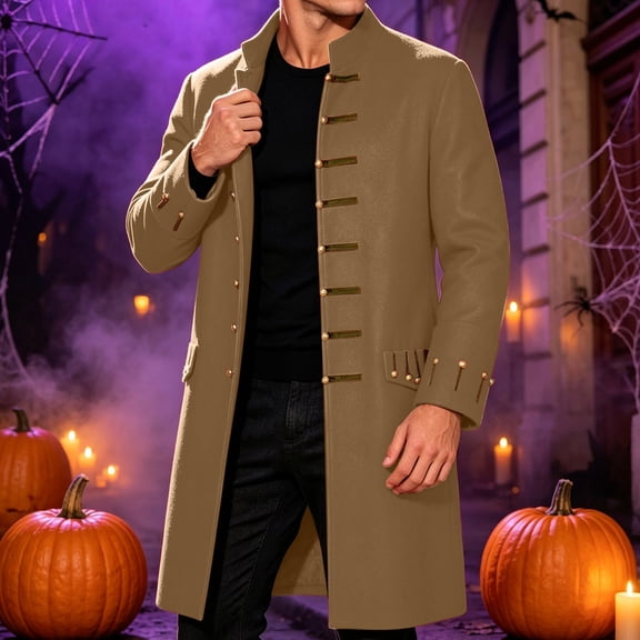 LEKWK Mens Renaissance Steampunk Costume Vintage Victorian Long Coat Tailcoat Jacket Classic Pirate Aristocrat Cosplay for Halloween Fancy Dress
