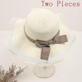 thumbnail image 3 of Nuevo estilo Sombrero de paja Mujer Verano Playa Vacaciones junto al mar Protección solar Gorra grande Sombrero de paja Sombrero de verano para el sol Gorras de mujer Dos piezas, 3 of 3