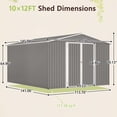 thumbnail image 2 of LZBEITEM 10 x 12 ft. Outdoor Storage Shed with Floor Frame Kit, Galvanized Steel Garden Shed, Metal Tool Sheds with Double Lockable Doors for Backyard Patio Lawn, Gray, 2 of 12