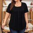 thumbnail image 4 of Tops de Talla Grande para Mujer, Corta, Cuello Cuadrado, Túnica Holgada de Verano para Leggings. Negro XL, 4 of 7