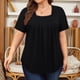 thumbnail image 4 of Tops de Talla Grande para Mujer, Corta, Cuello Cuadrado, Túnica Holgada de Verano para Leggings. Negro XL, 4 of 7