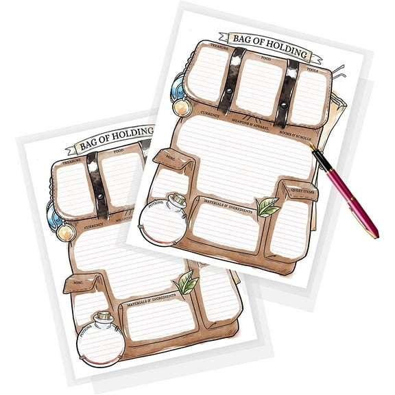 Adventurer's Inventory Tracking Sheets 75 Pack 8.5 x 11" A1 Forms Inventory Tracker Bottomless Bag DND Activity Tracker Tabletop Fantasy RPG Supplies