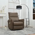 thumbnail image 2 of Rocker Chair Modern Recliner Single Sofa Seat Electric Swivel Rocking Chairs Power Swivel Glider Nursery Recliners for Living Room Bedroom,Brown, 2 of 15