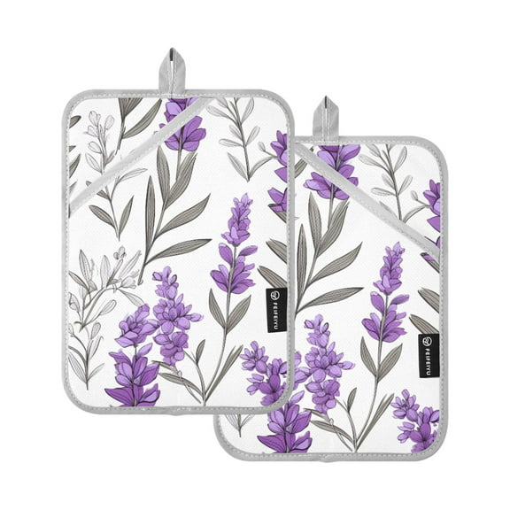ALAZA Lavenders Violet Pot Holders Set of 2 Heat Resistant Kitchen Oven Mitts