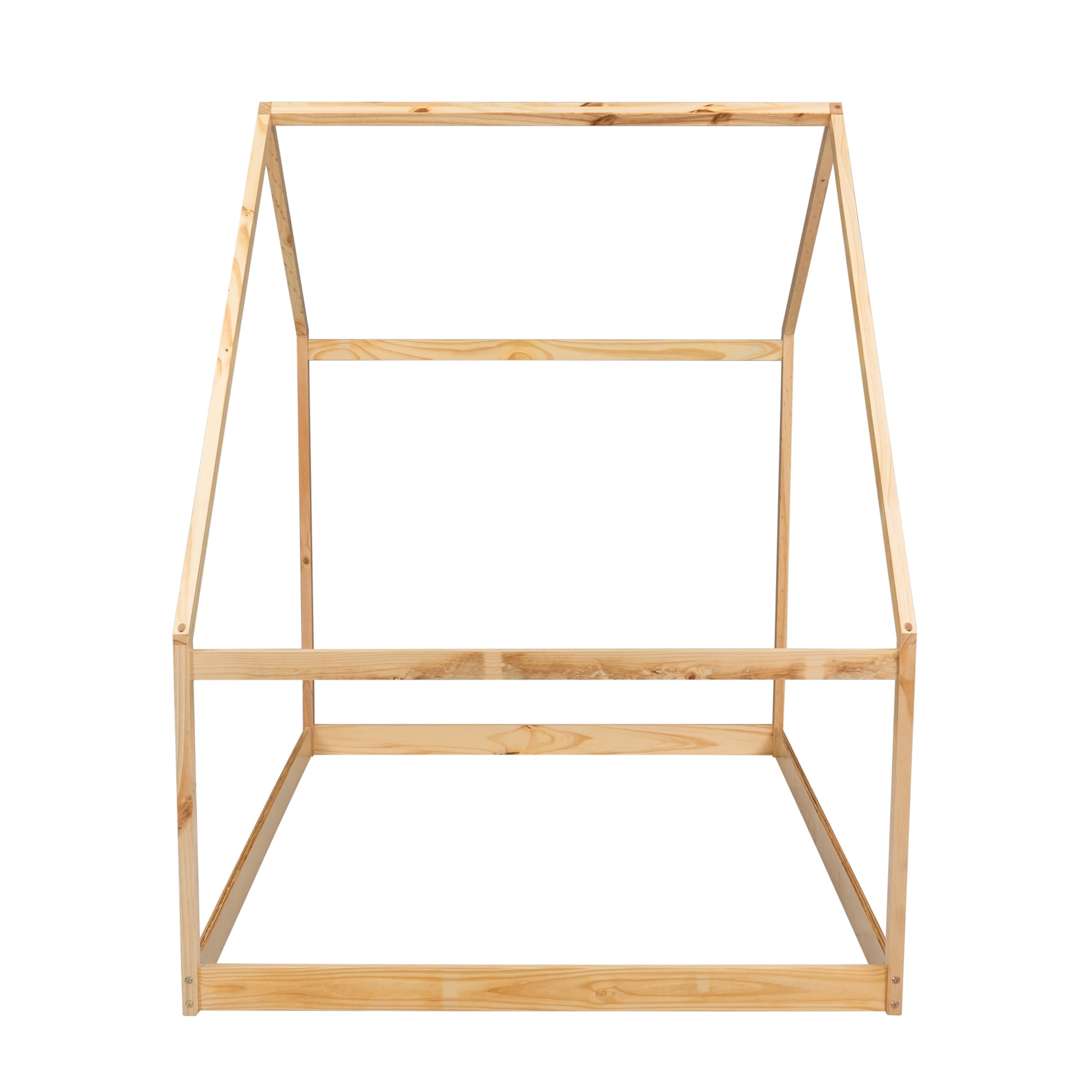 Gewnee Wood House Bed,Full Size Montessori Wood Bed Frame with Roof for Kids Toddlers,Natural