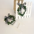 thumbnail image 4 of IUAMXWU 2Pcs Rustic Farmhouse Wooden Window Tiered Tray Decor Set Black White Plaid Cathedral Fence Shaped Mini Ladder Signs with Wreath for Home Kitchen Table Shelf Decor, 4 of 5