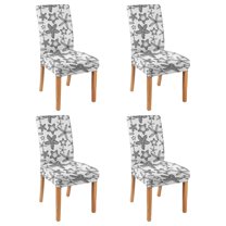 Tropical Seahorse and Fish Design Dining Chair Covers Set of 4, Stretch Washable Polyester Slipcovers, Removable Seat Protector for Nautical or Beach Style