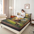 thumbnail image 4 of Homewish 4D Rustic Bear Bed Sheets for Teen, Hippie Rustic Cabin King Sheets, Countryside Sheet Set, Lightweight Room Decor, 4 Pieces, 4 of 7