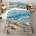 thumbnail image 2 of Erosebridal Teens Ocean Beach Crystal Pearl Bed Spread Queen,Sea Starfish Shell Queen Coverlet Set for Boys Girls, 2 of 7